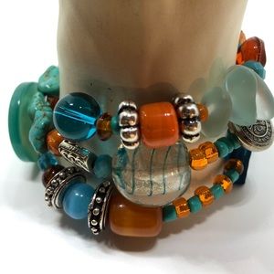 Handcrafted Bead and Button Bracelet 🧡